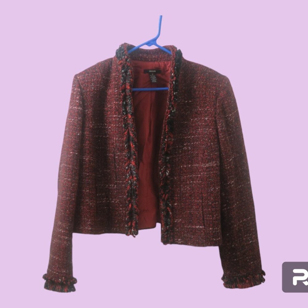 Alfani wool blend comfortable trendy blazer jacket coat sweater in red size 16.